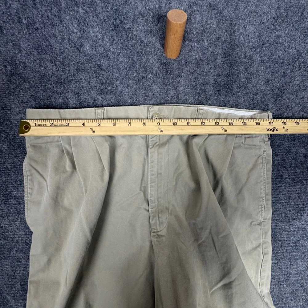 Polo Ralph Lauren Hammond Pant Mens 36x32 Tan Khaki Pleated Cuffed Chinos Cotton